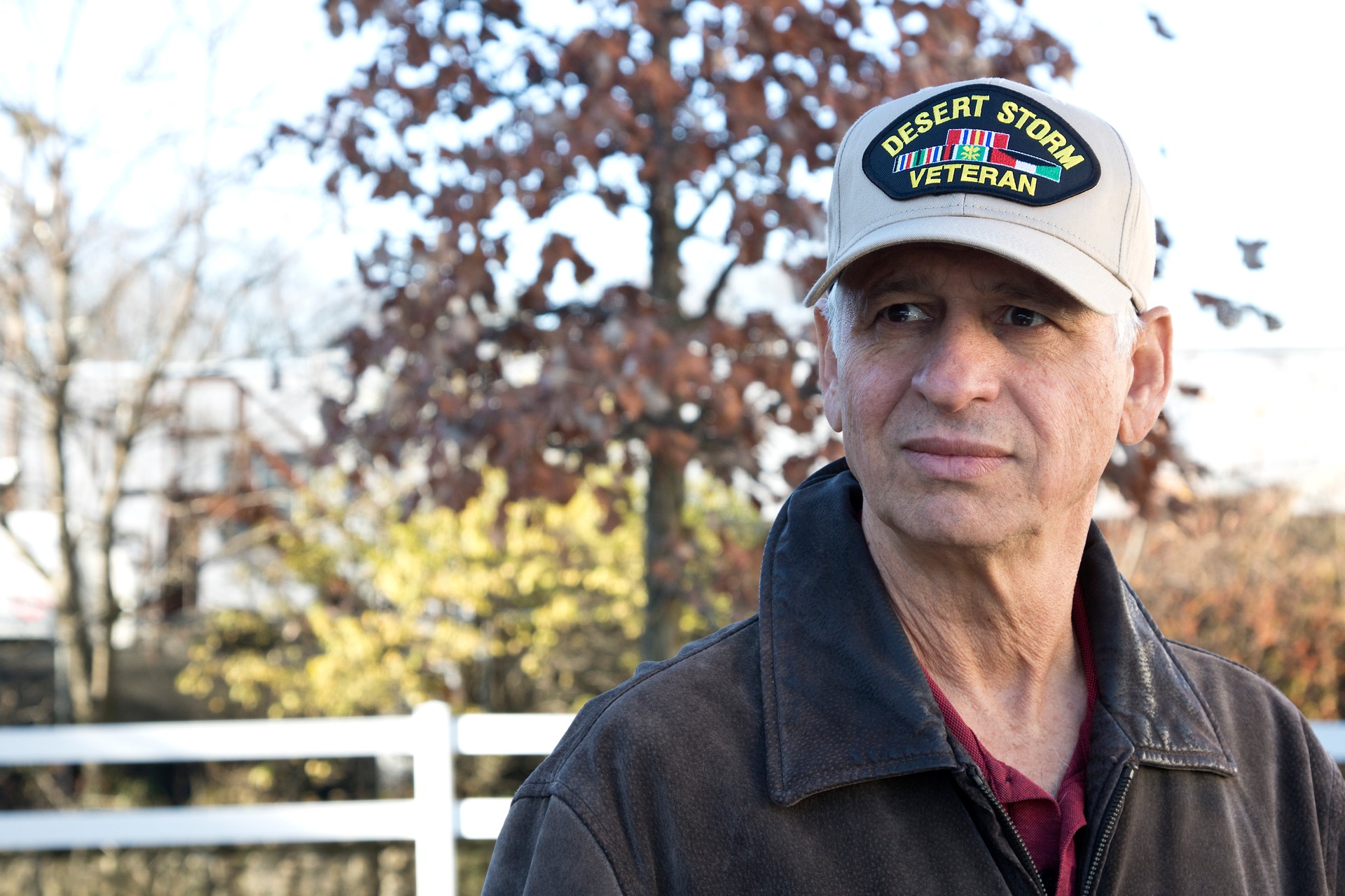 Gulf War Veteran outdoors looking away from camera